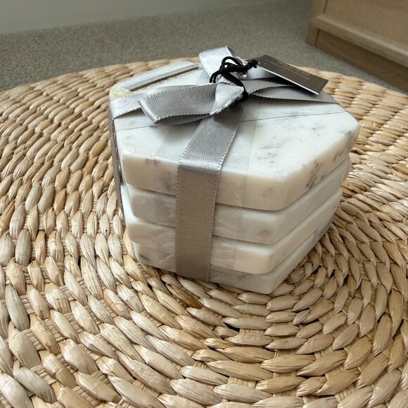Beekman Home Hexagonal Marble Coaster Set - Picture 2 of 5